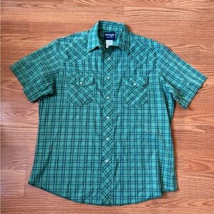 Wrangler Green Casual Button Down Shirt Sz large
